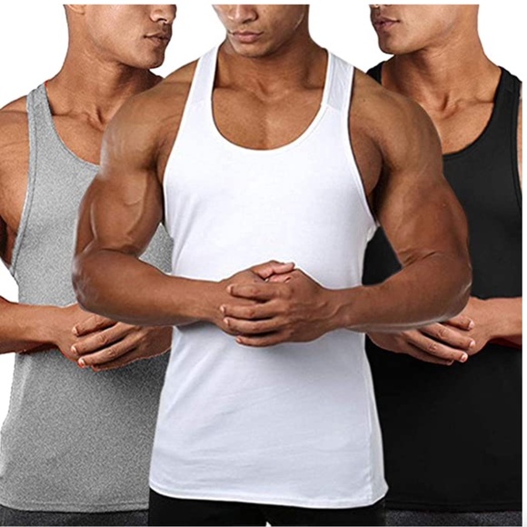 NEW Men's Gym Stringer Bodybuilding Tank Tops for Workout (3 Pack) M - Picture 1 of 7